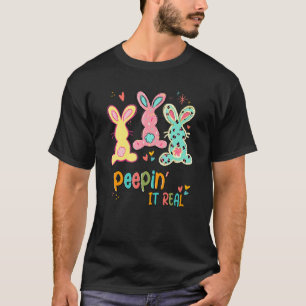 Camiseta Peepin It Real Happy Easter Bunny Egg Hung