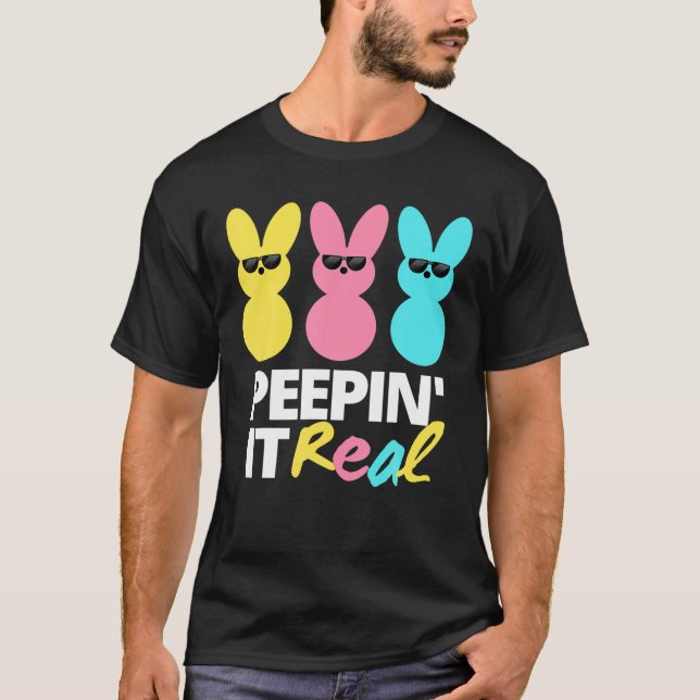Camiseta Peepin It Real Happy Easter Bunny Egg Hunt Funny (Anverso)