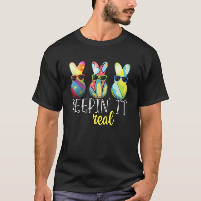 Camiseta Peepin It Real Happy Easter Bunny Egg Hunt Kid Hi (Anverso)