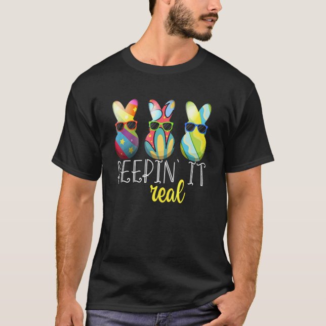 Camiseta Peepin It Real Happy Easter Bunny Egg Hunt Kid Hi (Anverso)