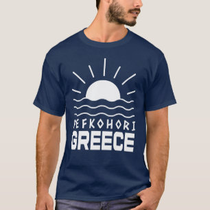 Camiseta Pefkohori Grecia Sol, Mar Hombre Azul Marino