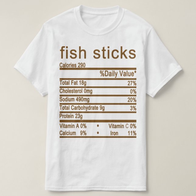 Camiseta pegamento de pescado Nutrición Etiqueta de hechos (Diseño del anverso)