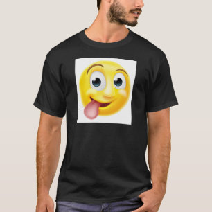 Camiseta Pegar el Emoticon de la emoji de la lengua hacia