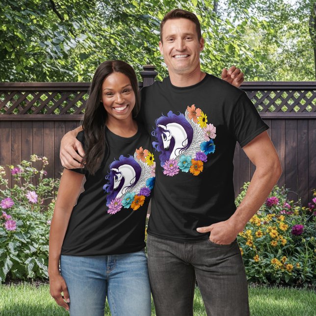 Camiseta Pegasus Floral Negro (Subido por el creador)
