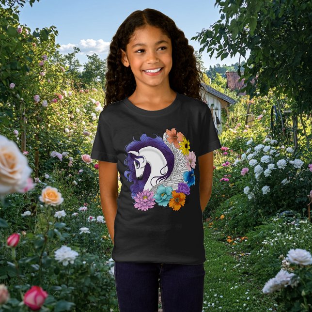 Camiseta Pegasus Floral Negro (Subido por el creador)
