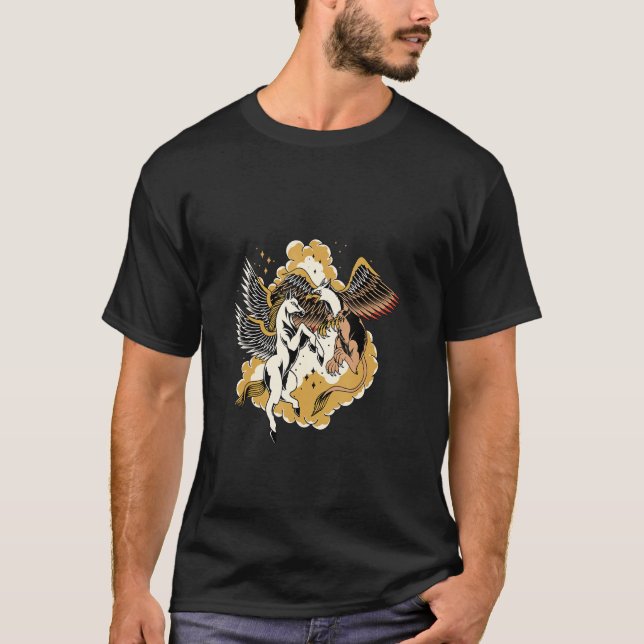 Camiseta Pegasus Vs Griffin Epic Fira Tattoo Tradicional S (Anverso)