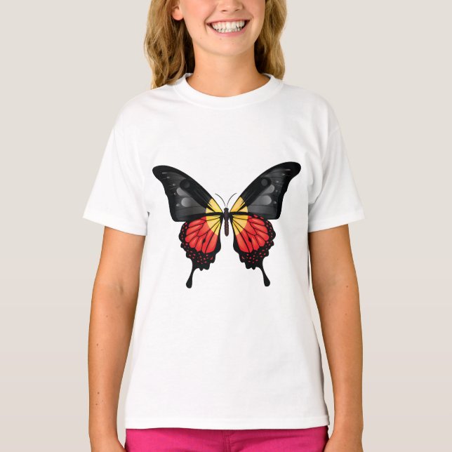 Camiseta Pegatina aborigen de la bandera de la mariposa de  (Anverso)