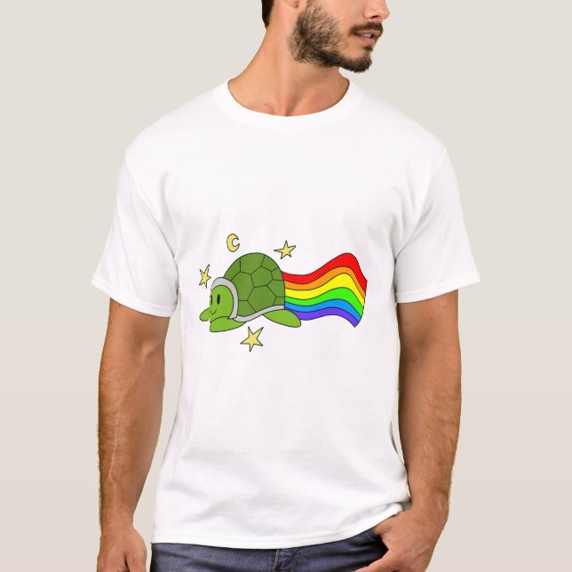Camiseta Pegatina arcoiris de tortuga voladora (Anverso)