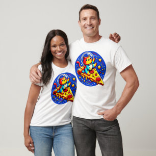 Camiseta Pegatina astronauta de gato cósmico - Pizza espaci