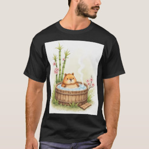 Camiseta Pegatina de Acuarela de Capibara Relajándose en Ba
