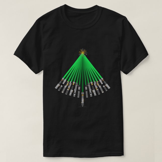 Camiseta Pegatina de árbol de navidad LightSaber (Diseño del anverso)