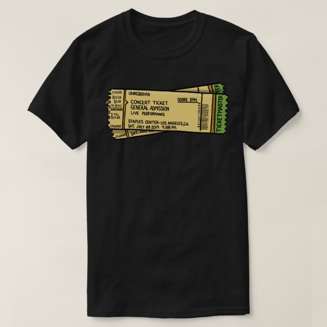 Camiseta Pegatina de boletos de concierto de Vintage (Diseño del anverso)