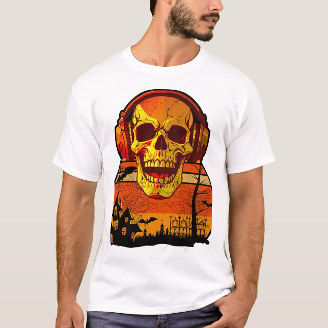 Camiseta Pegatina de calavera Retro Hallowen (Anverso)