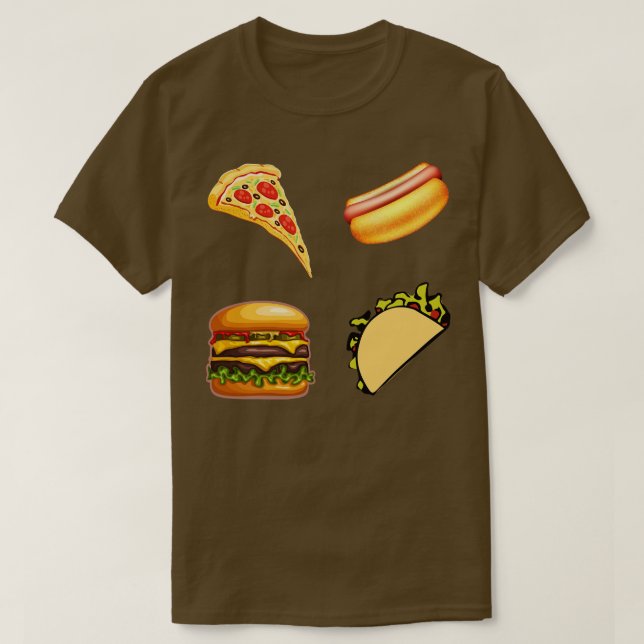 Camiseta Pegatina de comida rápida Pack Pizza Hamburguesa d (Diseño del anverso)