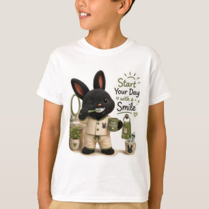Camiseta Pegatina de conejo cepillándose los dientes