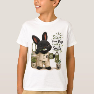 Camiseta Pegatina de conejo cepillándose los dientes