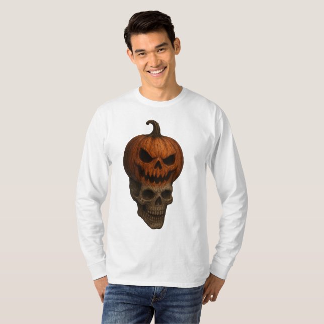 Camiseta Pegatina de cráneo de calabaza de calabaza de Hall (Anverso completo)