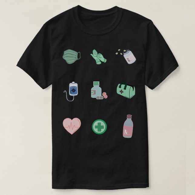 Camiseta Pegatina de Farmacología Paquete Comercial de Medi (Diseño del anverso)