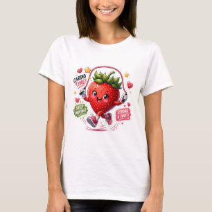 Camiseta Pegatina de fitness de saltar la cuerda de fresa K