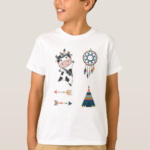 Camiseta Pegatina de Flores Tipi Hepe de plumas indias de v