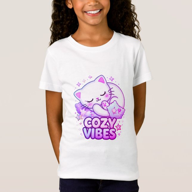 Camiseta Pegatina de Gato con Ambiente Acogedor | Gato Dorm (Anverso)