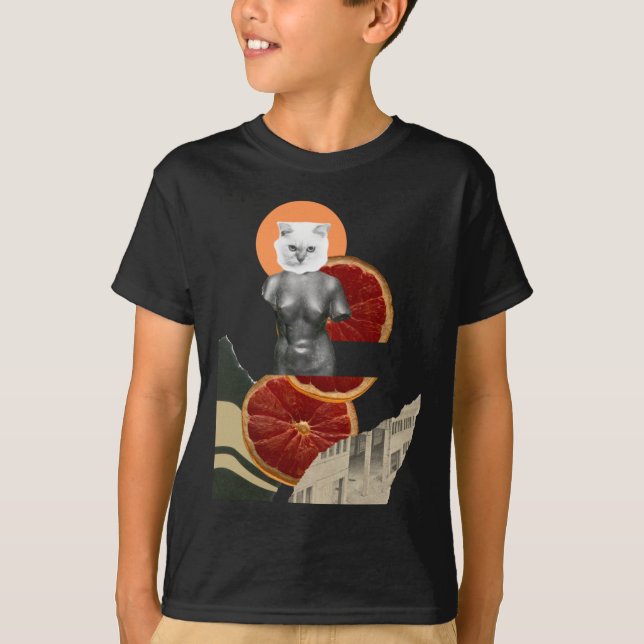 Camiseta Pegatina de gato de mármol blanco (Anverso)