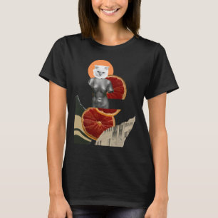 Camiseta Pegatina de gato de mármol blanco
