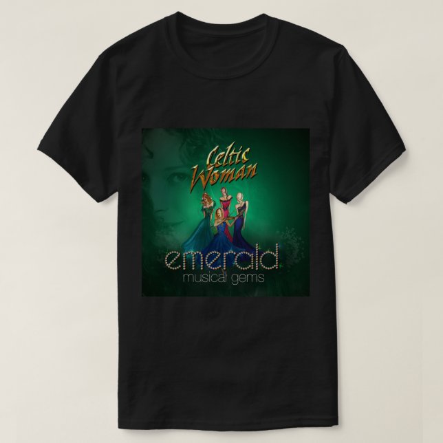 Camiseta Pegatina de gemas de esmeralda de mujer celta (Diseño del anverso)