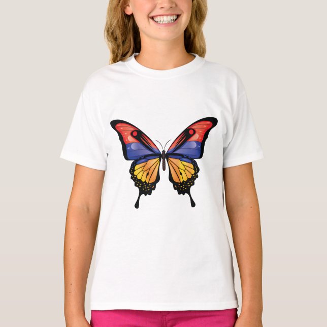 Camiseta Pegatina de la bandera de la mariposa de la cola d (Anverso)