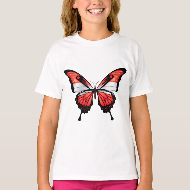 Camiseta Pegatina de la bandera de la mariposa de la cola d (Anverso)