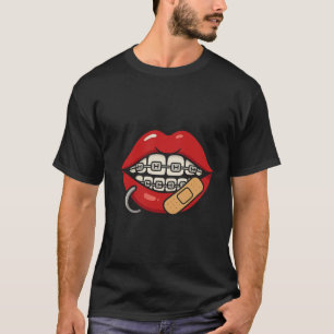Camiseta Pegatina de labios personalizados con cordones y p
