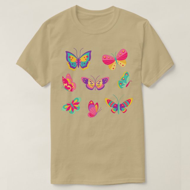 Camiseta Pegatina de mariposa arco iris 3 (Diseño del anverso)