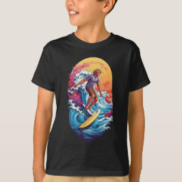 Camiseta Pegatina de Olas. Diseño de ilustracion pegatina