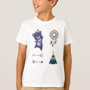 Camiseta Pegatina de oso indio Set Bear Teepee Dream Catche