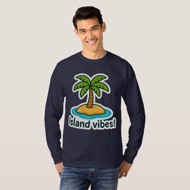 Camiseta Pegatina de Palm Tree de la Isla Tropical Vibes (Anverso completo)