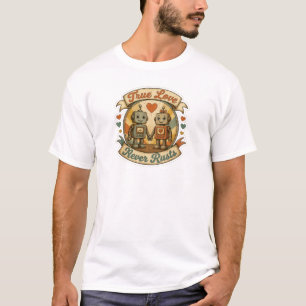 Camiseta Pegatina de pareja de robot vintage