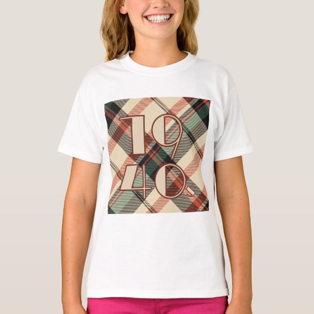 Camiseta pegatina de Plaid de los años 1940 (Anverso)