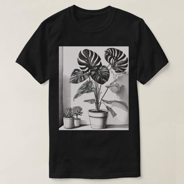 Camiseta Pegatina de planta de interior Monstera Suculenta  (Diseño del anverso)