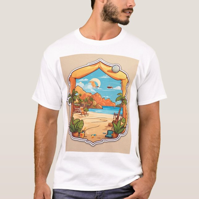 Camiseta Pegatina de playa minimalista (Anverso)