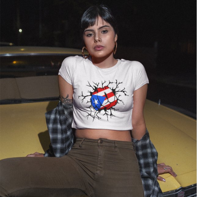 Camiseta Pegatina de primera potencia de bandera de Puerto  (puerto rico t shirt flag )