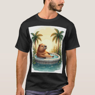 Camiseta Pegatina de relajación en bañera de carpincho para