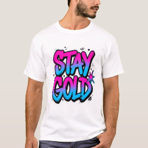 Camiseta Pegatina de ropa callejera Stay Gold con grafiti e