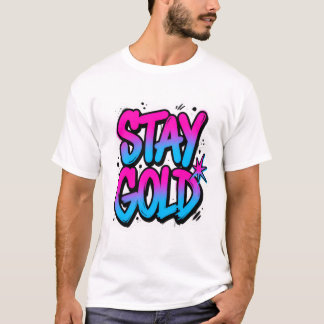 Camiseta Pegatina de ropa callejera Stay Gold con grafiti e