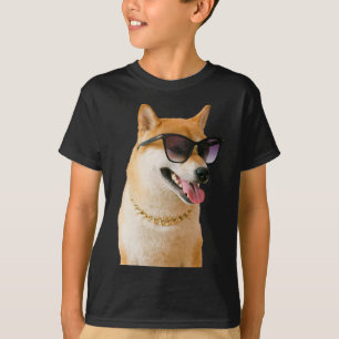 Camiseta Pegatina de Shiba Inu Cool Con Gafas De Sol Y Cade