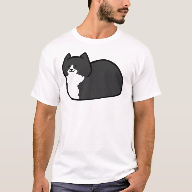 Camiseta Pegatina de tazas para gatos de Tuxedo (Anverso)
