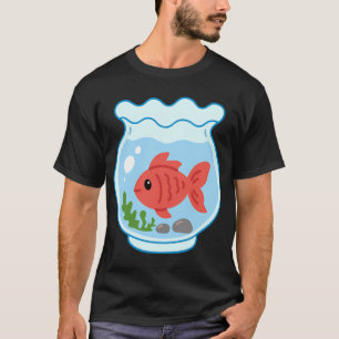 Camiseta Pegatina de tazón de pez dorado Kawaii lindo