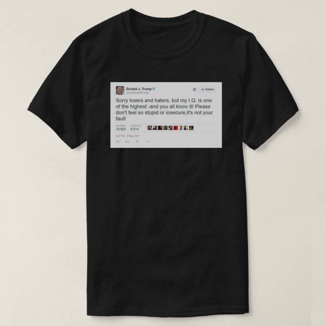 Camiseta Pegatina de Trump IQ Tweet (Diseño del anverso)