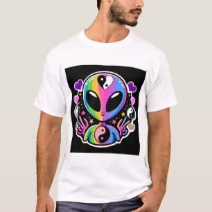 Camiseta Pegatina de Yin Yang Alien Arcoíris Signo de Paz