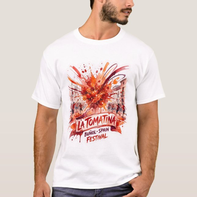 Camiseta Pegatina del Festival de Salpicaduras de Tomate co (Anverso)