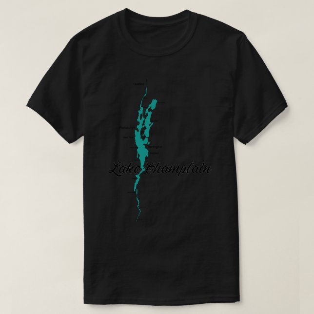 Camiseta Pegatina del mapa de lago Champlain (Diseño del anverso)
